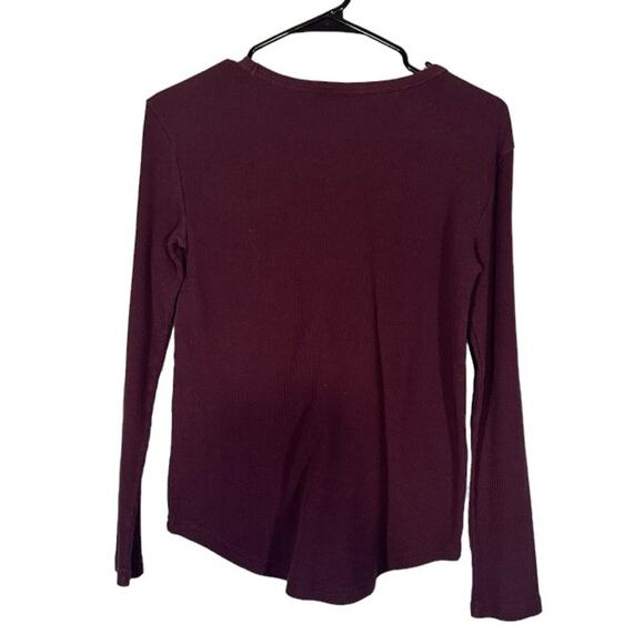 Victoria's Secret Maroon Long Sleeve Waffle Knit Athletic T-Shirt Women Sz XS - Picture 2 of 7